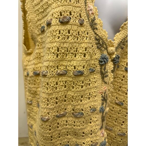 VTG Koret Francisca Sweater Vest Womens M/L Open Knit Button Front Sleeveless - Picture 5 of 5